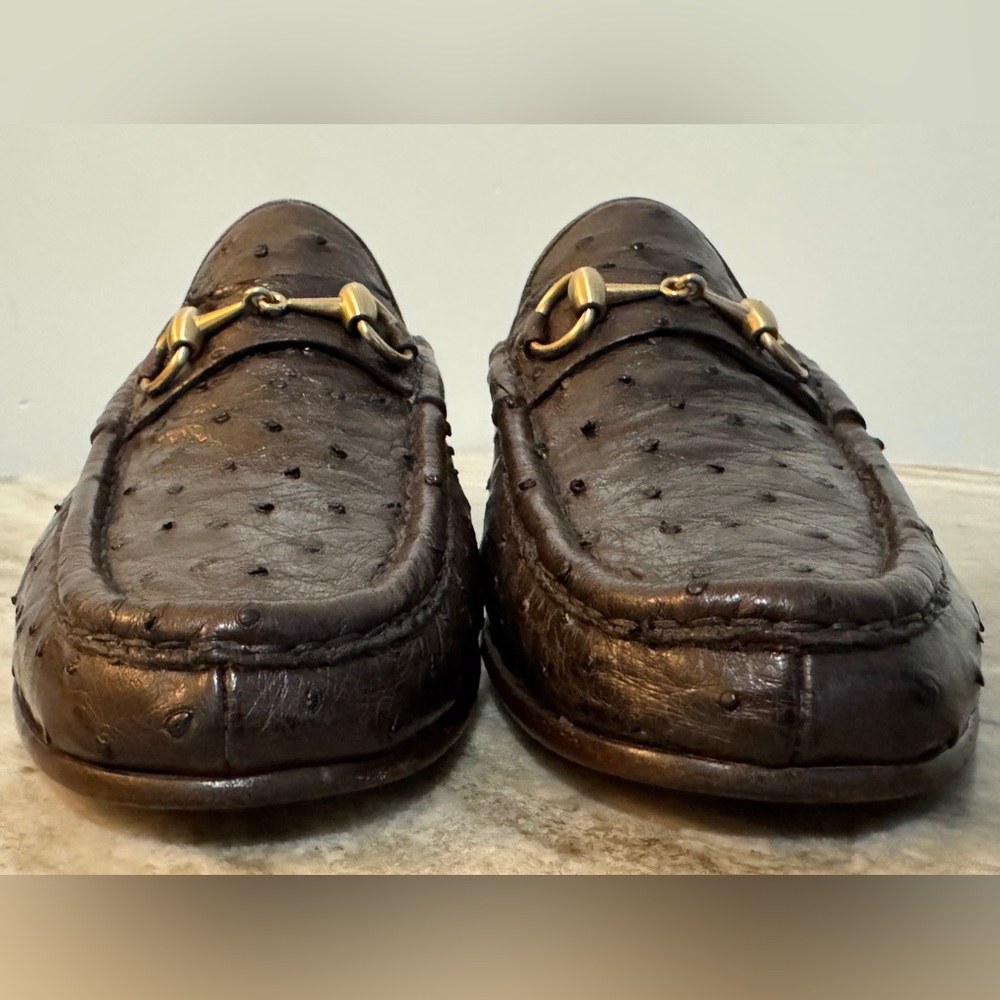 GUCCI CLASSIC HORSEBIT OSTRICH LOAFERS BROWN 1953 sz 10D EXOTIC JORDAAN - Picture 8 of 10